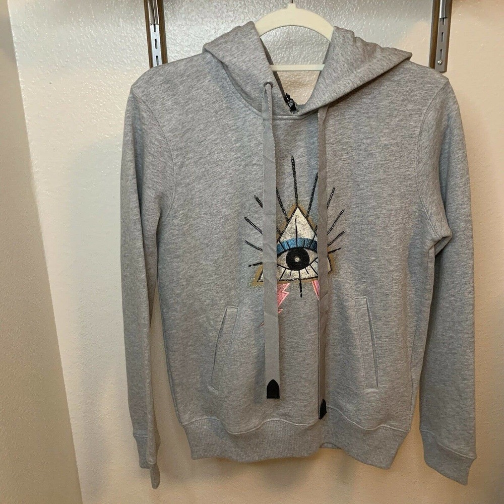 COACH 1941 Women’s Gray pyramid eye hoodie with Beads Size XS NWT Msrp 295$